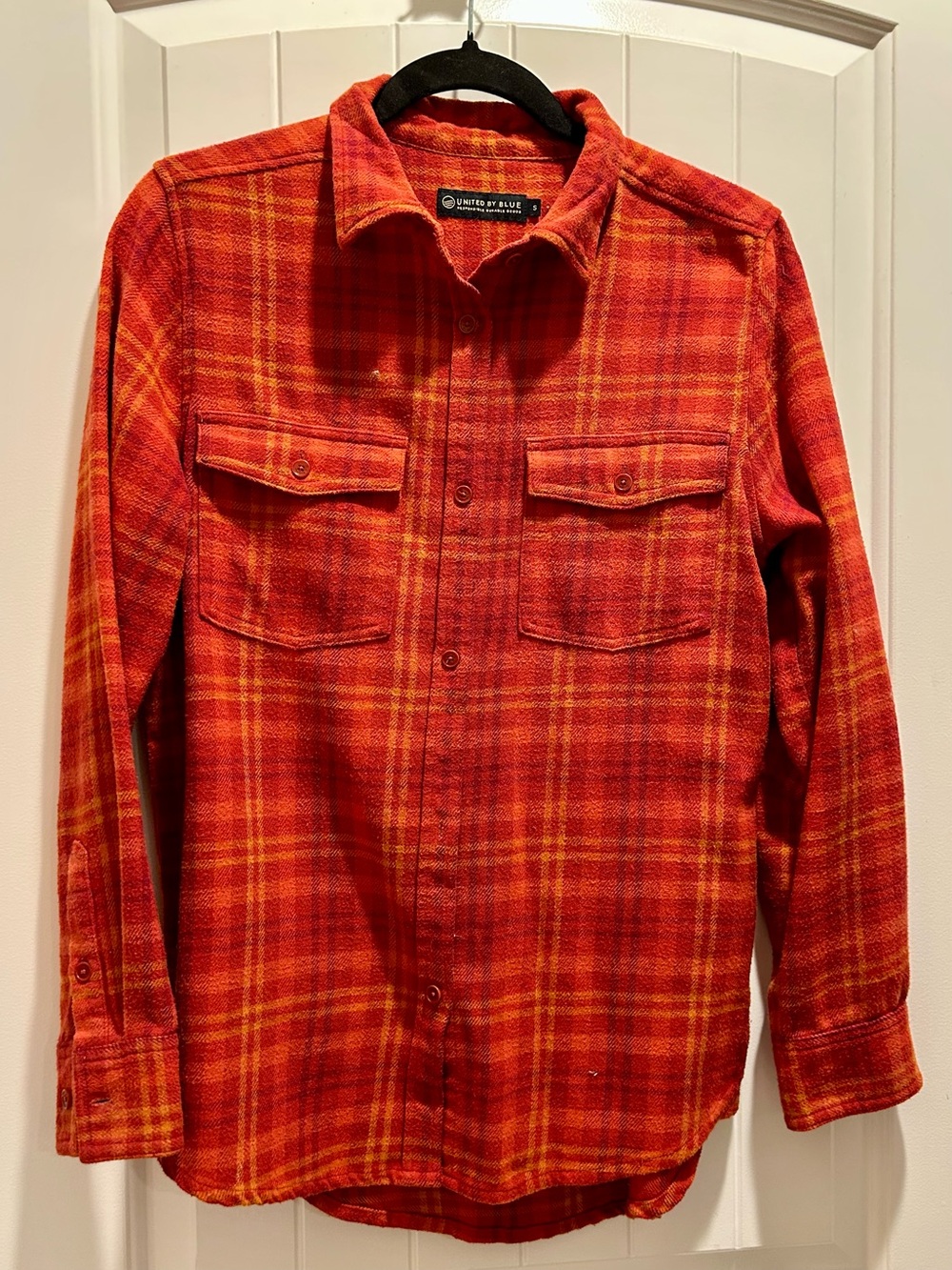 United By Blue Orange and Yellow Plaid Button-Down Shirt